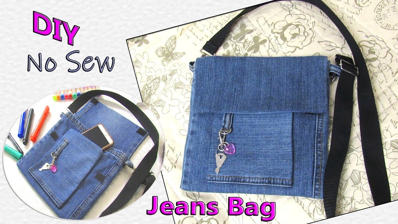 DIY Jeans Crossbody Bag Purse Recycling - How To Sew Hand Belt Bag