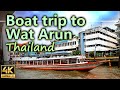 Boat trip to wat arun pier on the chao phraya river in bangkok  thailand  4k