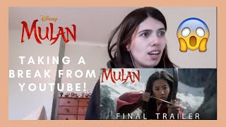 REACTION: Disney's Mulan | Final Trailer (TAKING A BREAK FROM YOUTUBE)