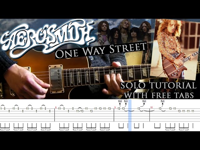 Aerosmith - One Way Street Brad Whitford guitar solo lesson (with tablatures and backing tracks) class=