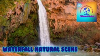 Waterfall Natural Scene.                #natural #mountains #waterfallsounds #mountainview #flowers