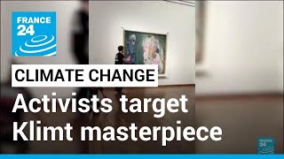 Climate activists pour black liquid on Klimt masterpiece in Vienna • FRANCE 24 English