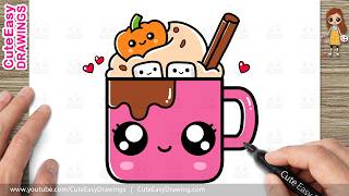 how draw cute halloween hot chocolate easy step step kawaii