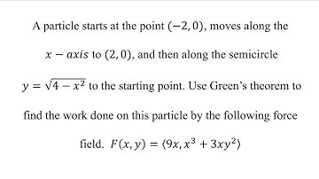 Use Green’s theorem to find the work done on this particle by the following force field.
