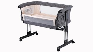 Mika Micky Bedside Sleeper Easy Folding Portable Crib, Grey