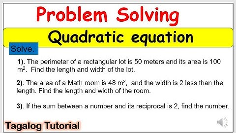 [Tagalog] Problems solving | quadratic equation #wordproblems #math9 #firstquarter