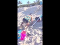 Epic Fall - Drunk grandma on beach part 2 funny drunk people
