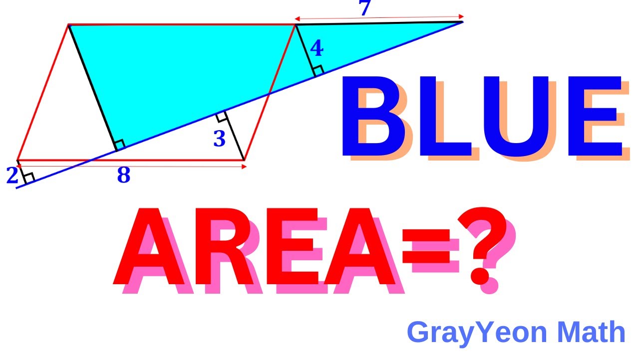 Find the area of the blue region #geometryskills #mathpuzzles # ...