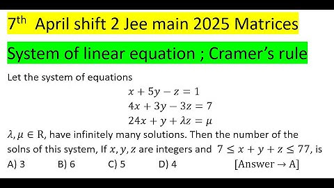 Let the system of equations(x+5y-z=1 4x+3y-3z=7 24x+y+λz=μ) λ,μ∈R, have infinitely many solutions