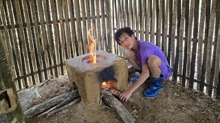 Complete the wood stove with clay, make water pipes with bamboo orphan boy khai builds a new life