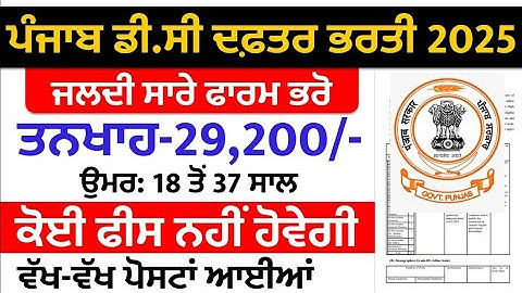 Punjab DC Office Bharti 2025 | Latest Punjab Govt Jobs 2025|Punjab Govt Jobs  2025|Dec 2025
