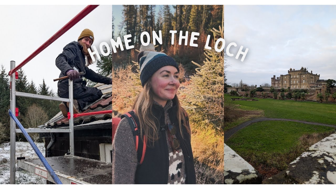 Living in the Scottish wilderness- wrapping up the cabin roof & a trip to a mythical castle!