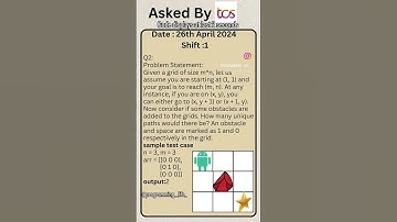 TCS NQT coding question Date : 26th April 2024 Shift : 1Like || share || comment || subscribe