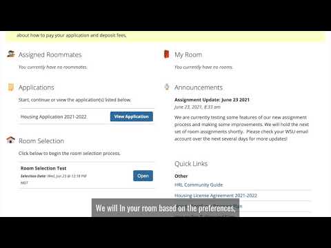 Housing Portal Room Assignment Overview