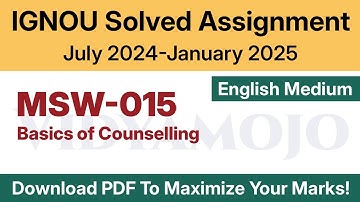 IGNOU MSW 015 Solved Assignment 2024-25 English Medium PDF Download | IGNOU MSW(C) 2nd Year