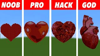 Pixel Art (NOOB vs PRO vs HACKER) Heart in Minecraft