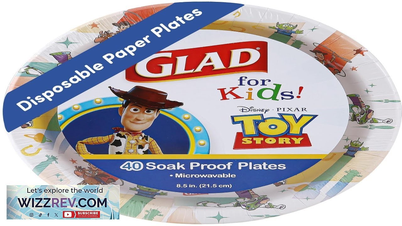 Glad for Kids Disney Pixar Toy Story Disposable Paper Plates Light Beams