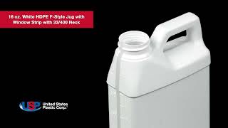 16 Oz. White Hdpe F-Style Jug With Window Strip U.s. Plastic Corporation