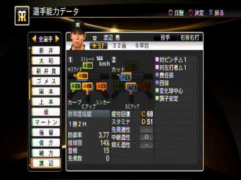 プロスピ14 阪神タイガース 選手能力データ プロ野球スピリッツ14 Youtube