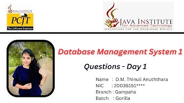 Question Set 01 | Database Management System | Java Institute