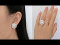 “Classic Dome” Beaded Stud Earrings &amp; Beaded Ring with White Pearls. Make Pearl Beaded Jewelry Set.