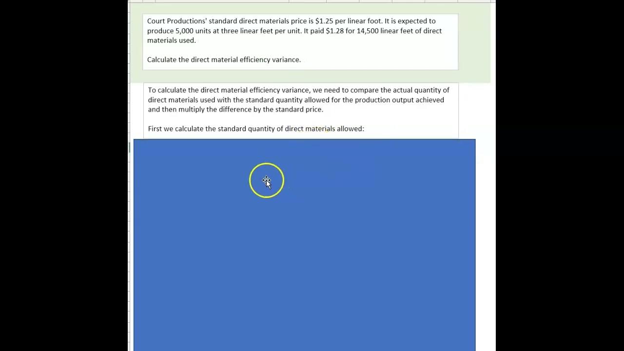 Calculate direct material efficiency variance YouTube