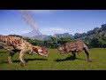 TYRANNOSAURUS REX vs GIGANOTOSAURUS vs HUMAN -Jurassic World Evolution