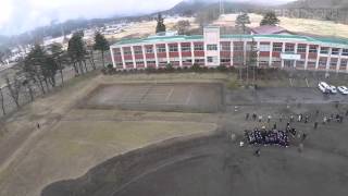 ドローンによる学校図書輸送の実証実験 　ドローンからの空撮映像（簡易カメラ・ジンバルなし）