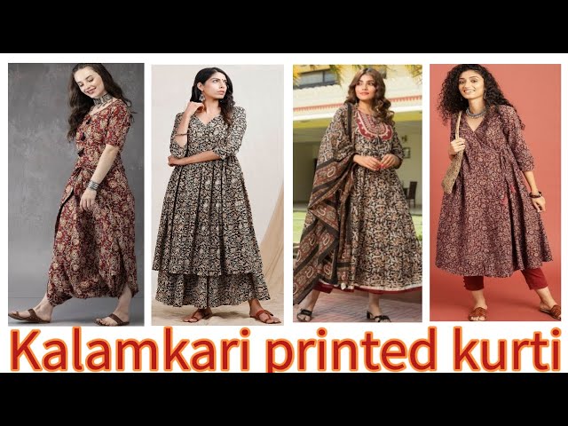 Buy CHAPAAI Embroidery Work Traditional Kalamkari Print Gathered Kurti  (XX-Large) Black at Amazon.in