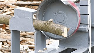 People who have no money but have big brains. Dangerous homemade firewood machine!