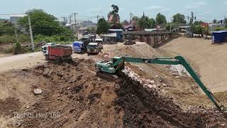 Action!! - Excavator Caterpillar Loading Dump Trucks, Rehabilitation of canals using many machines