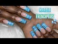 WATCH ME WORK: BLUE MARBLE FRENCH TIP NAILS