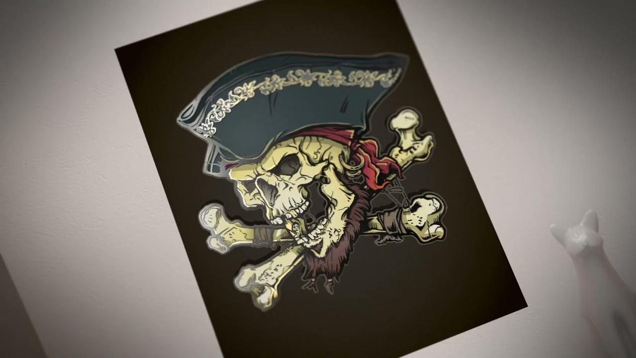 Pirate Skull Head 3D Gold Poster