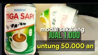 Es susu ide jualan  anak sekolah 2 bahan tanpa di masak jual 1000an untung 50.000an#jualantahanlama#