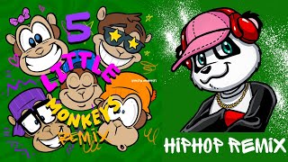 Five Little Monkeys Rap Remix (Lyric Video) | Pj Panda | HipHop Nursery Rhymes | Clean HipHop |