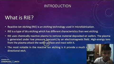 REACTIVE ION ETCHING (RIE) PROCESS