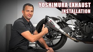 How to install Yoshimura ALPHA-T Slip-On Exhaust on a 2018 Kawasaki Ninja 400 by TST Industries