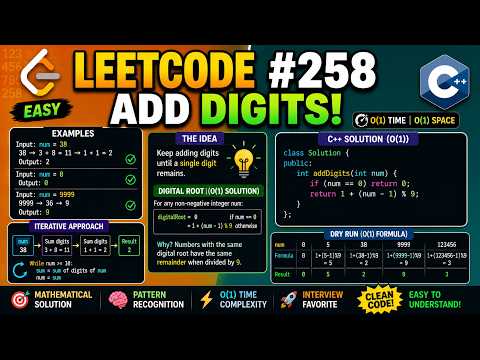 LeetCode 258 🔥 Add Digits in O(1) Time | Digital Root Explained