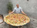 PIZZA | GIANT PIZZA ON BIG TAWA | VEG PIZZA RECIPE PREPARED BY MY GRANDMA | VEG VILLAGE FOOD