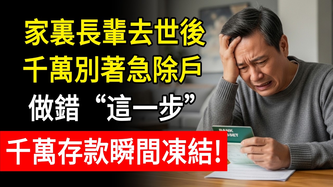 家裏長輩去世後，千萬別著急除戶，做錯“這一步”，千萬存款瞬間凍結！#中老年 #省錢 #養老生活