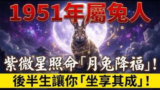 紫微星照命！1951年屬兔人，75歲「月兔降福」！你命中的「1個貴人」竟是他，後半生讓你「坐享其成」#生肖兔#屬兔#卯兔#兔年運勢#命理#生肖運程#2026運勢#2026年運勢#運程#財運#改運#轉運