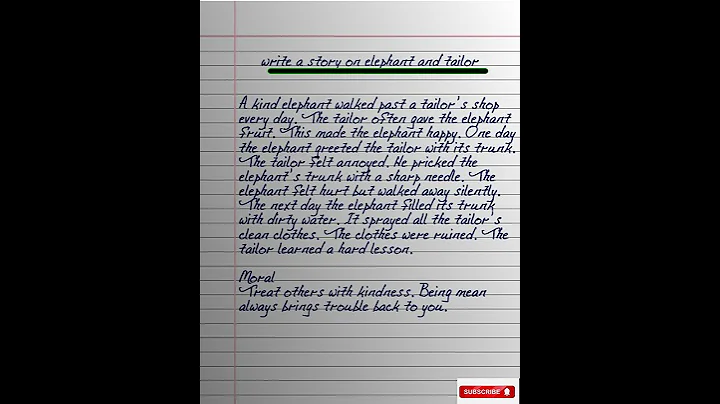 The tailor and the elephant story writing//Short story//One page writing//Moral stories handwriting