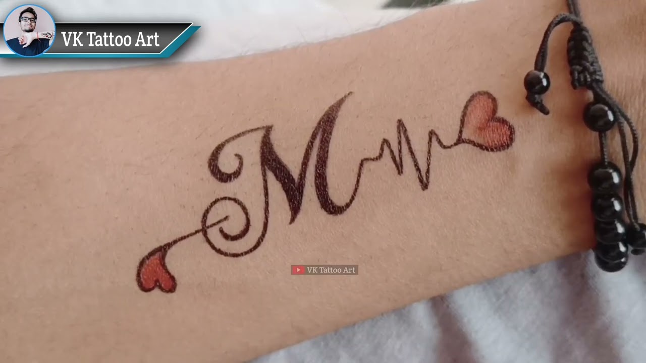 How to make letter M tattoo | make letter M tattoo in three different ways  - YouTube