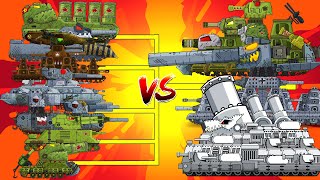 Mega Tanks Vs Mega Boss - การ์ตูนเกี่ยวกับรถถัง / COLLECTION Dumpling, Dora-44, Hybrid-44, Chrysler