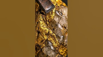 ASMR gold — extracting gold stuck to chalcedony rock using a chisel