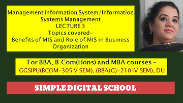 Role of MIS in Business Organization | MIS Lecture 3 For BBA IV Sem, B.Com(H) V Sem, MBA -GGSIPU DU