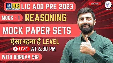 LIC ADO Prelims 2023 Mock Series || Reasoning Mock - 01 || By Dhruvasir