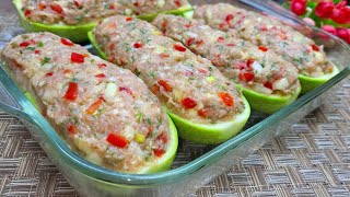 Все Лето так готовлю КАБАЧКИ! Без заморочек! Сочные и Вкусные ФАРШИРОВАННЫЕ лодочки из КАБАЧКОВ.