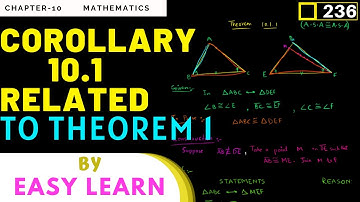 MG-9 Episode#236 | Theorem 10.1 Corollary related to Theorem 1  | Chapter#10 Math for 9th class