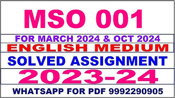 mso 1 solved assignment 2023-24 | mso 1 solved assignment in english 2024 | mso 1 2024